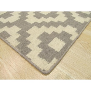 Gray Handmade Wool Contemporary flatweave Reversible Moroccan Rug, 10 ft. x 14 ft., Area Rug