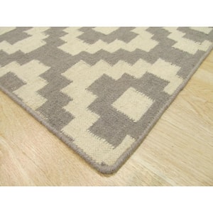 Gray Handmade Wool Contemporary flatweave Reversible Moroccan Rug 10 ft. x 14 ft. Area Rug