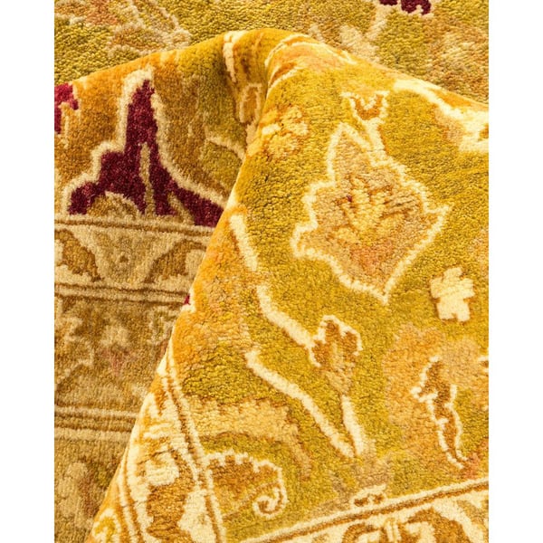 Mogul Green 12 ft. x 18 ft. Oriental Wool Indoor Area Rug