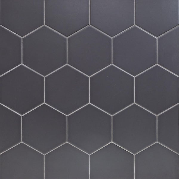 Ivy Hill Tile Bethlehem Hexagon Dark Gray 5.9 in. x 0.31 in. Matte Black Ceramic Wall Tile Sample