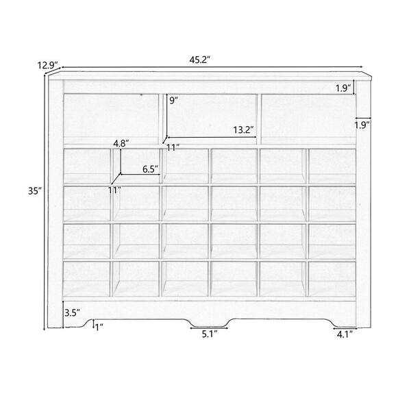 Magic Home 45.2 in. Versatile Sideboard Shoe Cubby Console Cabinet