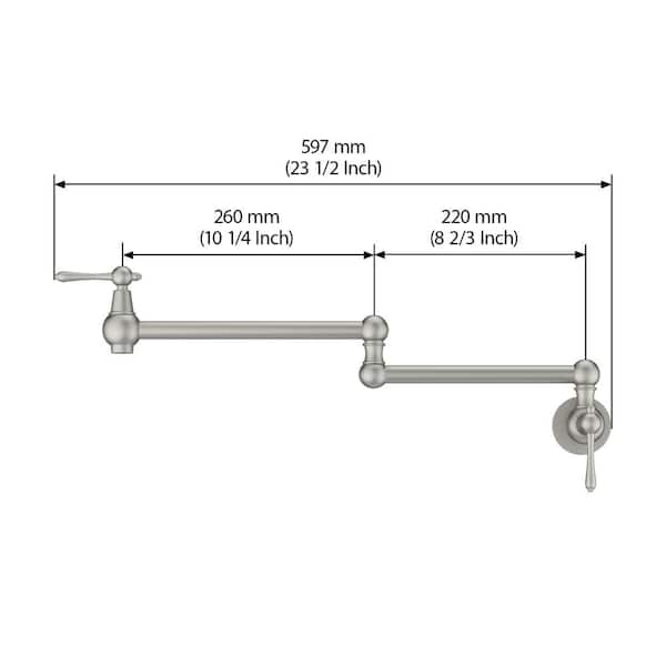 Logmey Wall Mounted LM-RQ002RSS Faucet Depot Swing Pot - The with Brushed Joint Home Double in Arms Filler