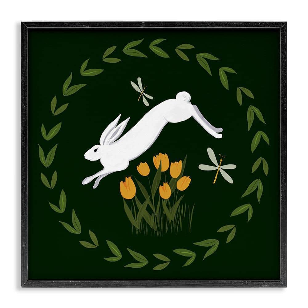 Bunny Hopping in Wreath by Michelle Ingari Designs Black Framed Animal Giclee Art Print 17 in. x 17 in. price history on PriceWatchPro