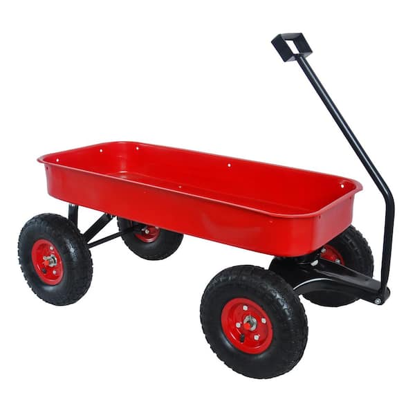 Flynama 3 cu. ft. Outdoor Steel Shopping Utility Wagon Garden Cart in Red  Wheel FLW22702956Q - The Home Depot