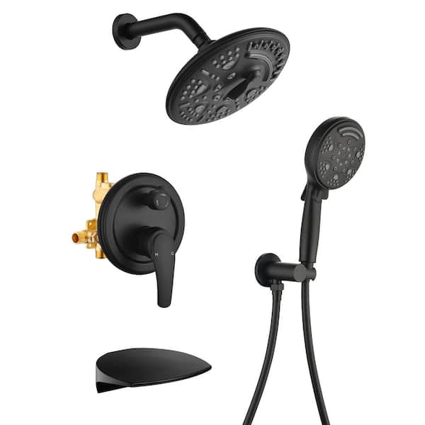 Unbranded Single Handle 6-Spray Tub and Shower Faucet 1.5 GPM with Shower Head in Matte Black (Valve Included)