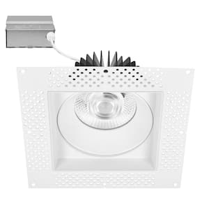 6 in. Trimless Slim Square Recessed Anti-Glare Integrated LED Downlight, White, Canless, 1800 Lumens, 5 CCT 2700K-5000K