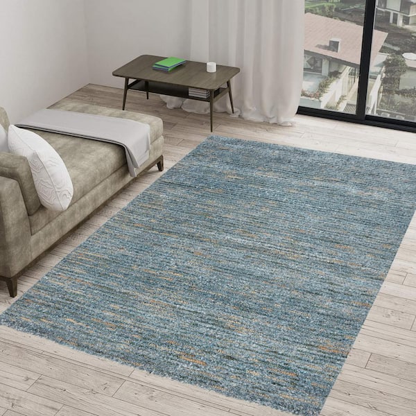 Dune Seafoam 9 ft. x 13 ft. Striped Casual Area Rug