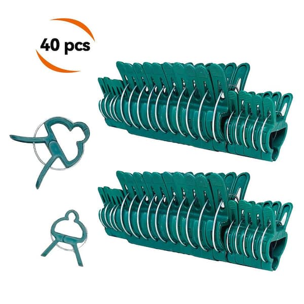 Garden Series. Height 0.13 in. Green Plastic Tomato Support Clip. Green Plant Clip, 20-Piece Set