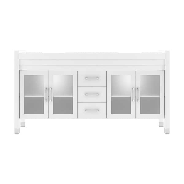 Virtu USA Ava 63 in. W x 22 in. D x 35 in. H Double Sink Bath Vanity Cabinet without Top in White