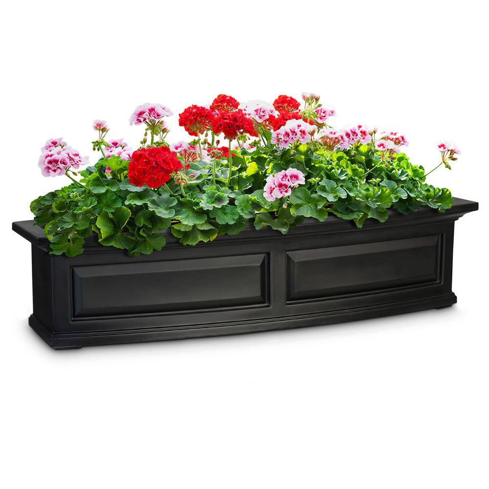Mayne Nantucket 48 in. x 11.5 in. SelfWatering Black Polyethylene
