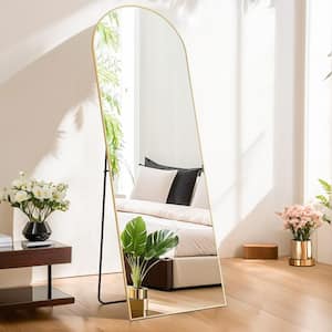 21 in. W x 64 in. H Aluminum Alloy Frame Arched Full Length Gold Mirror with Shatter-Proof Glass