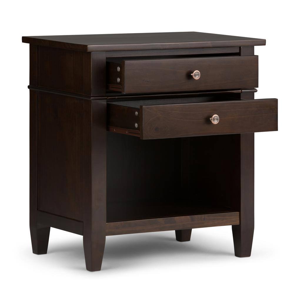 Carlton Transitional Dark Tobacco Brown Solid Wood Bedside Nightstand