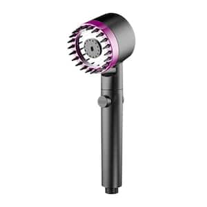 3-Spray Round Wall Mount Shower Head Handheld Shower 2.5 GPM in Premium Black Pink with 59 in. Hose
