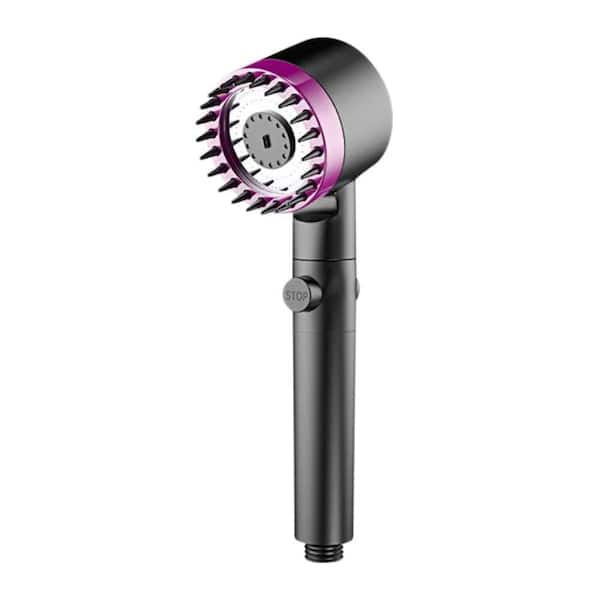 Lukvuzo 3-Spray Round Wall Mount Shower Head Handheld Shower 2.5 GPM in Premium Black Pink with 59 in. Hose
