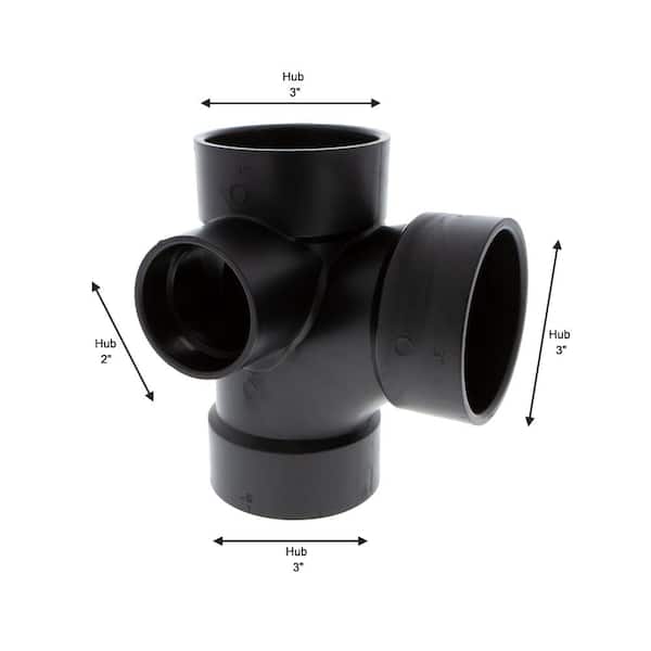 NIBCO 3 in. x 3 in. x 3 in. x 2 in. ABS DWV Sanitary Tee