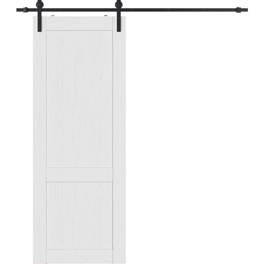 2 Panel Shaker 18 in. x 96 in. Bianco Noble Finished Composite Wood Sliding Barn Door with Hardware Kit price history on PriceWatchPro
