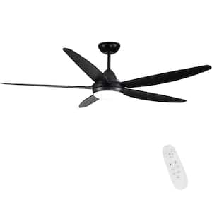 Modern Park 56 in. Indoor Integrated Dimmable LED Light Kit Black Ceiling Fan with DC Motor and Remote Control