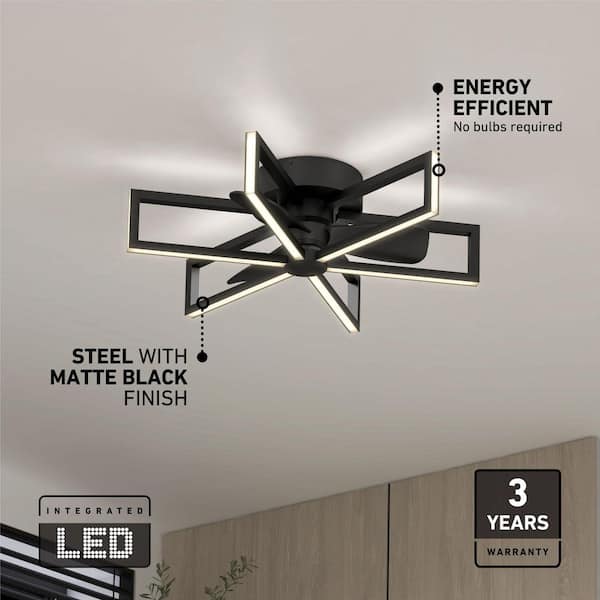 Artika Swirl 18.7 in. Matte Black Flush Mount Fandelier 8-Step CCT