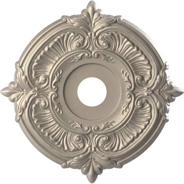 Ekena Millwork 19" OD x 3-1/2" ID x 1" P Attica Thermoformed PVC Ceiling Medallion Fits Canopies up to 6-3/4", Metallic Silver Metallic