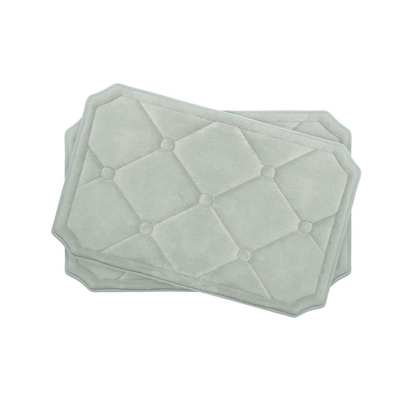 BounceComfort Gertie Light Gray 17 in. x 24 in. Memory Foam 2-Piece Bath Mat Set