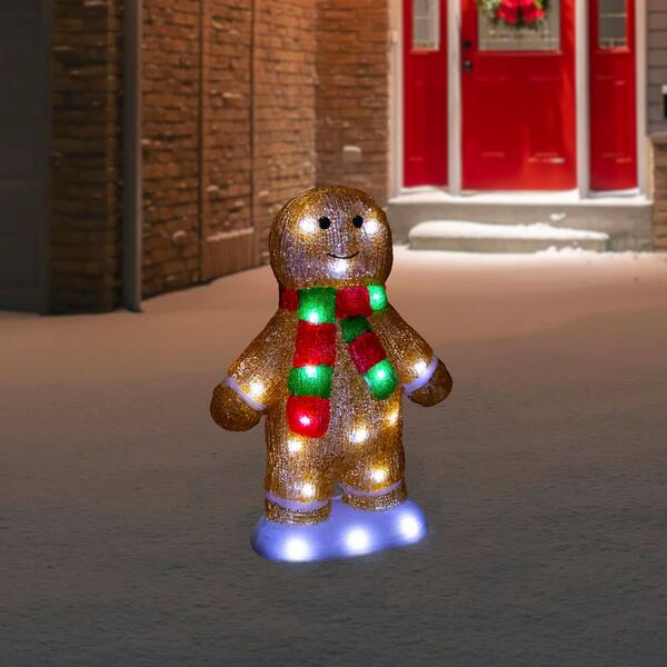 Northlight 14 in. LED Lighted Acrylic Gingerbread Man with Scarf