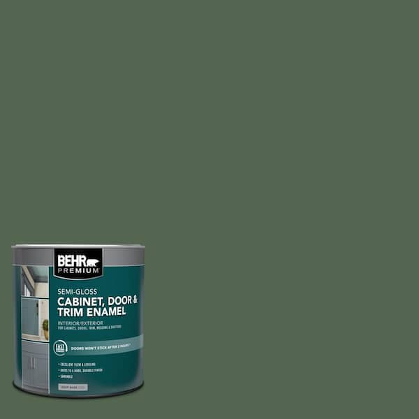 BEHR PREMIUM 1 qt. #S410-7 Equestrian Green Semi-Gloss Enamel Interior/Exterior Cabinet, Door & Trim Paint