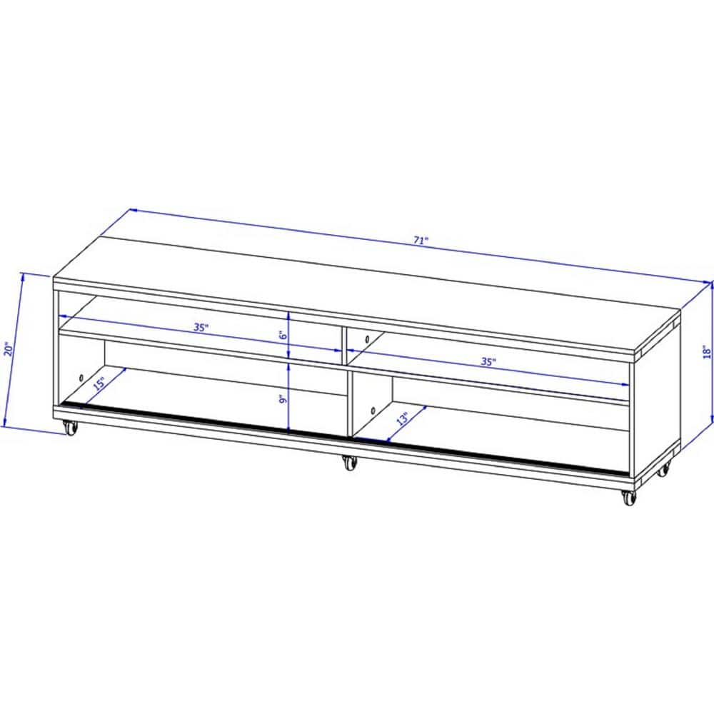 Streamlined White Matte Utopia 70'' TV Stand with Open Shelves