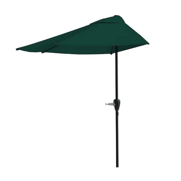 Pure Garden 9 ft. Half Round Patio Market Umbrella in Hunter Green