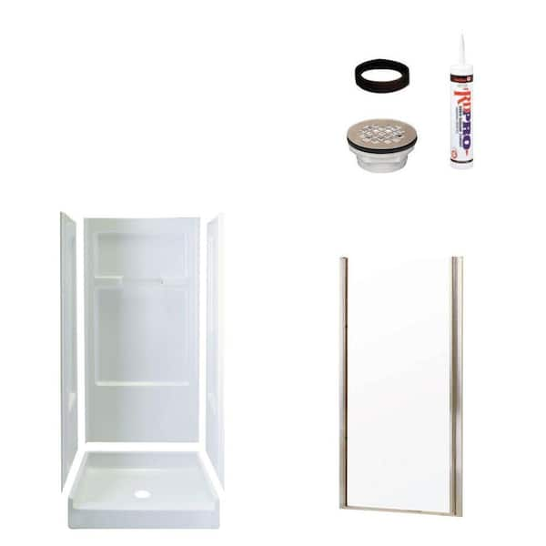 STERLING Advantage 34 in. x 36 in. x 72 in. Shower Kit with Shower Door in White/Nickel-DISCONTINUED