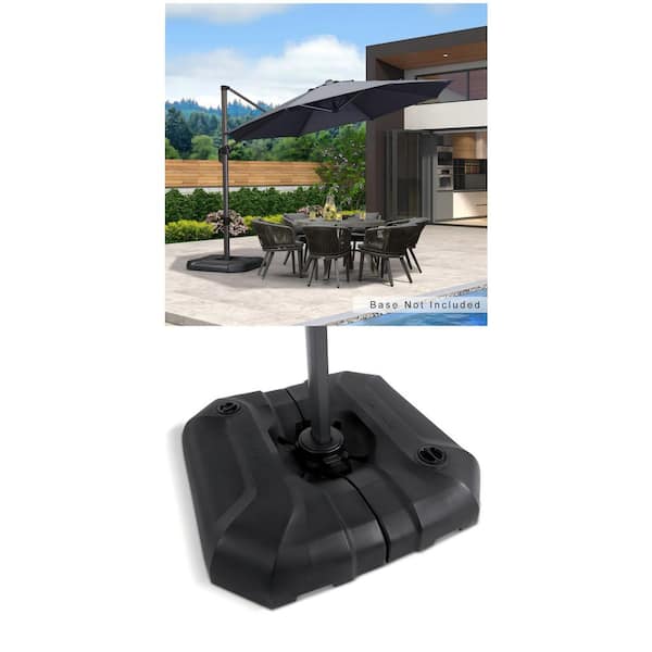 11 ft. Octagon Gray Cantilever Umbrella and Square Black Patio Umbrella Base Combo