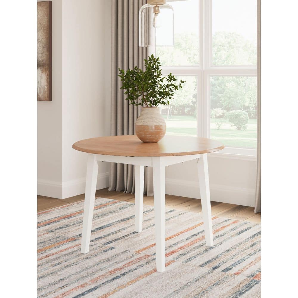 Signature DESIGN BY ASHLEY Gesthaven Casual Natural/White Wood 42.38 in 4 Legs Dining Table ...