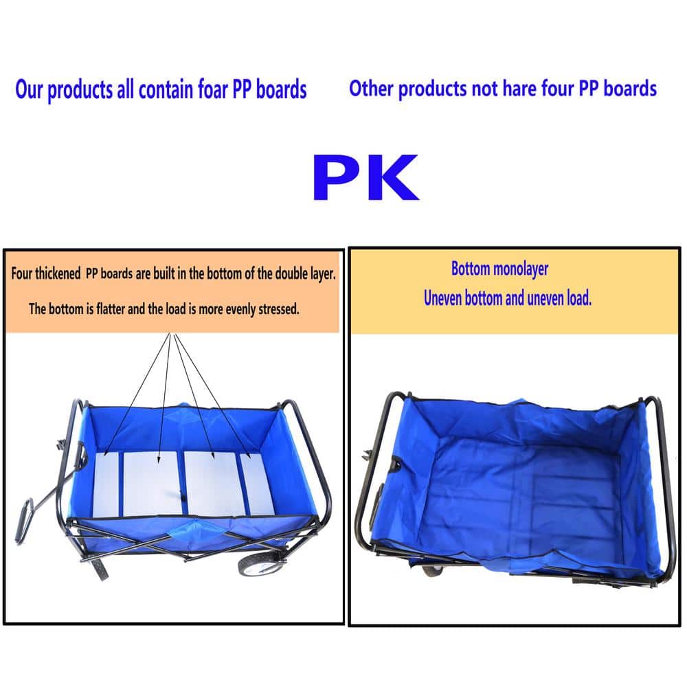 Blue Heavy-Duty Folding Utility Wagon Cart