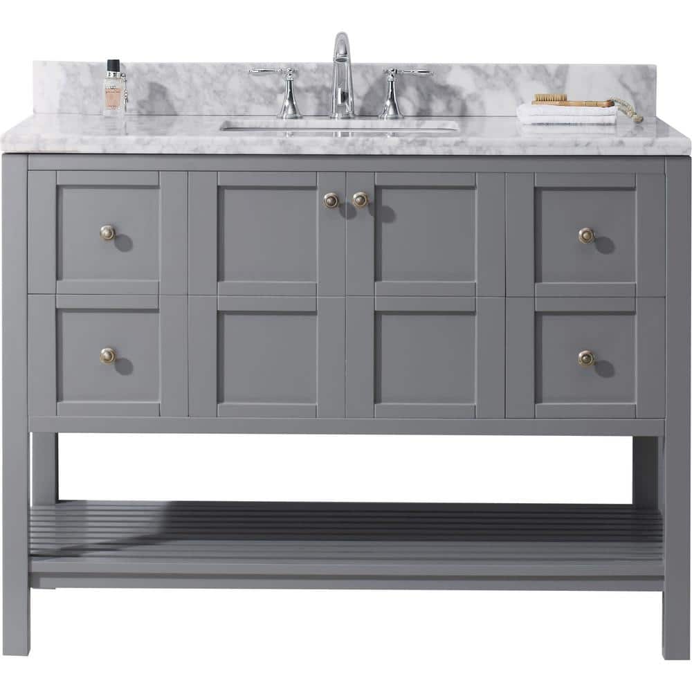 Virtu Usa Winterfell 49 In W Bath Vanity In Gray With Marble