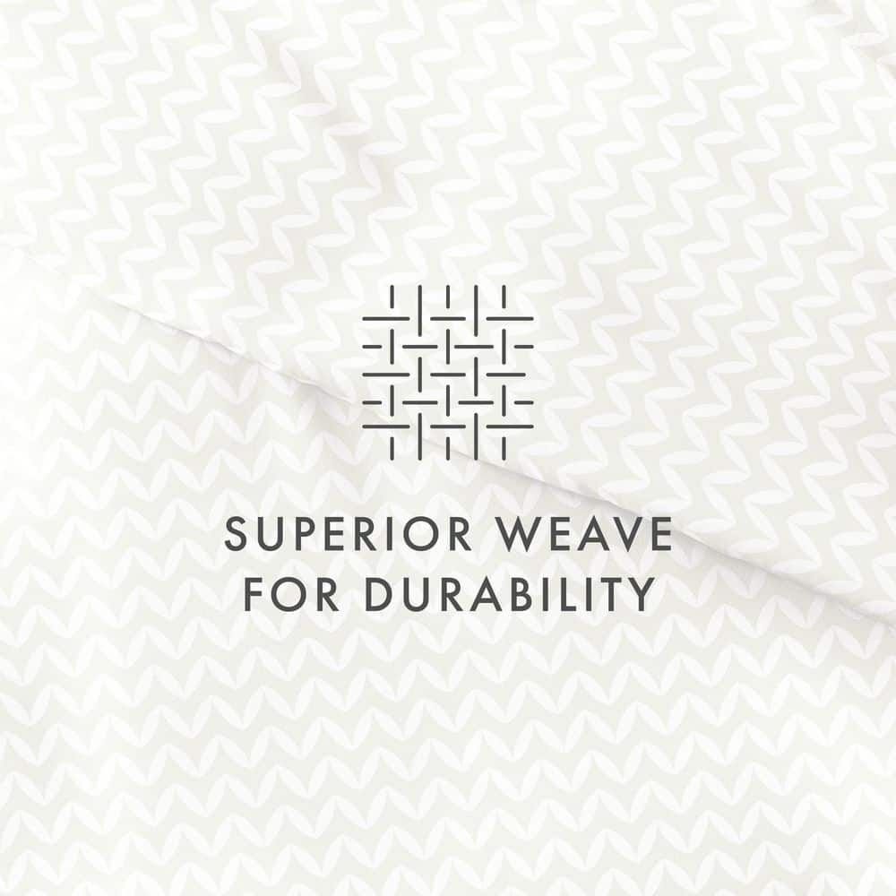 Sage Green Microfiber Twin Duvet Cover Set with Chevron Pattern