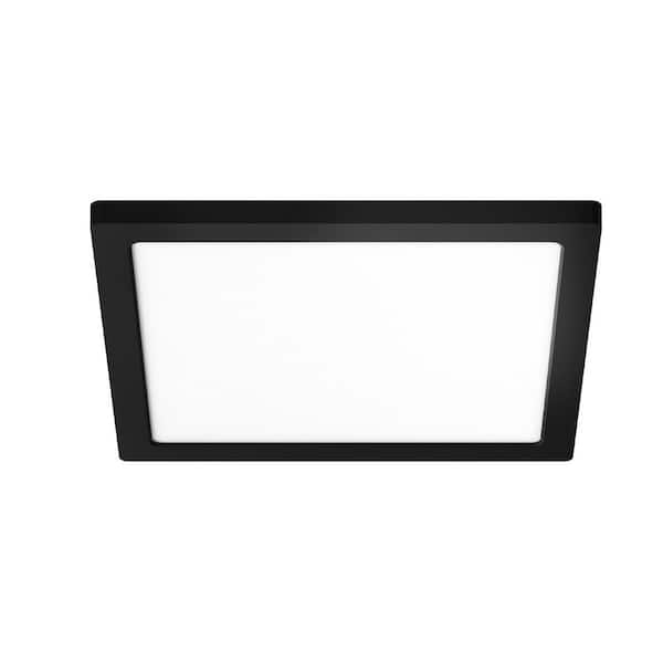 12 in. Black Square New Ultra-Low Profile Integrated LED Flush Mount Ceiling Light 3000K-5000K 3CCT Selectable