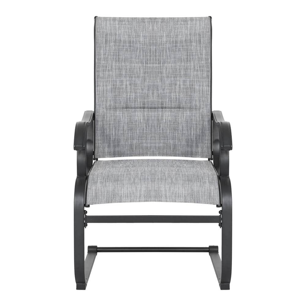 Light Gray Iron Frame Outdoor Dining Chairs with Breathable Textilene Fabric