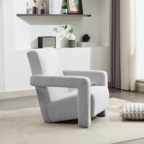 JEAREY Modern Grey Adirondack Chair Interior Design Style Luxurious Lambswool Upholstered Accent Chair