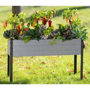 21 in. x 47 in. x 30 in. H Elevated Gray Spruce Wood Planter