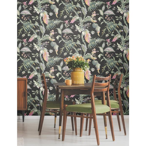 Fiji Garden Black Multi Peel and Stick Wallpaper