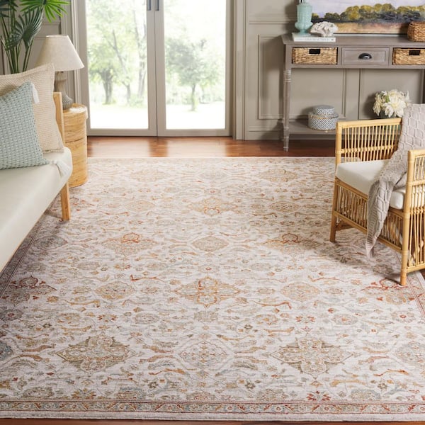 Culture 10 ft. x 13 ft. Ivory/Rust Abstract Floral Area Rug
