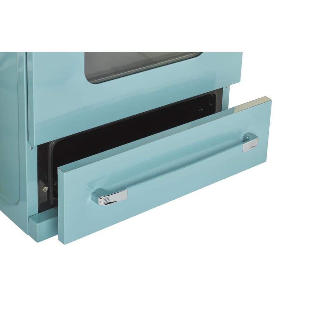 Ocean Mist Turquoise 30" Retro Freestanding Electric Range with Convection Oven