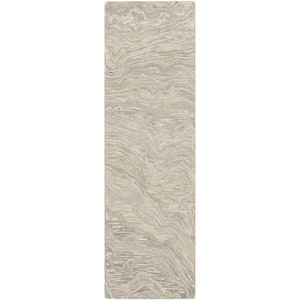 Graceful Grey 2 ft. x 8 ft. Abstract Contemporary Runner Area Rug