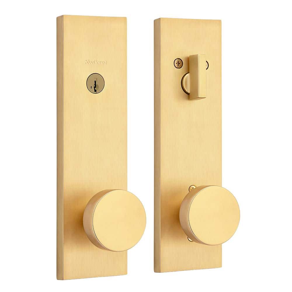 Pismo Satin Brass Keyed Entry Set Single Cylinder Door Handleset ft SmartKey Security price history on PriceWatchPro