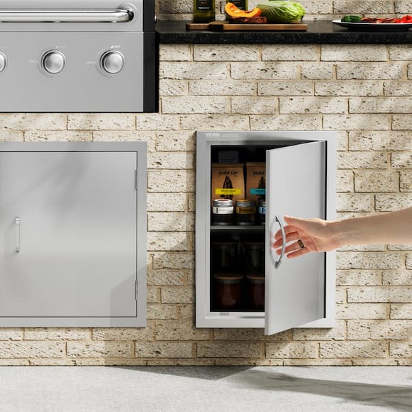 Single Outdoor Kitchen Door 18 in. W x 24 in. H BBQ Access Door Stainless Steel Flush Mount Door Wall Vertical Door
