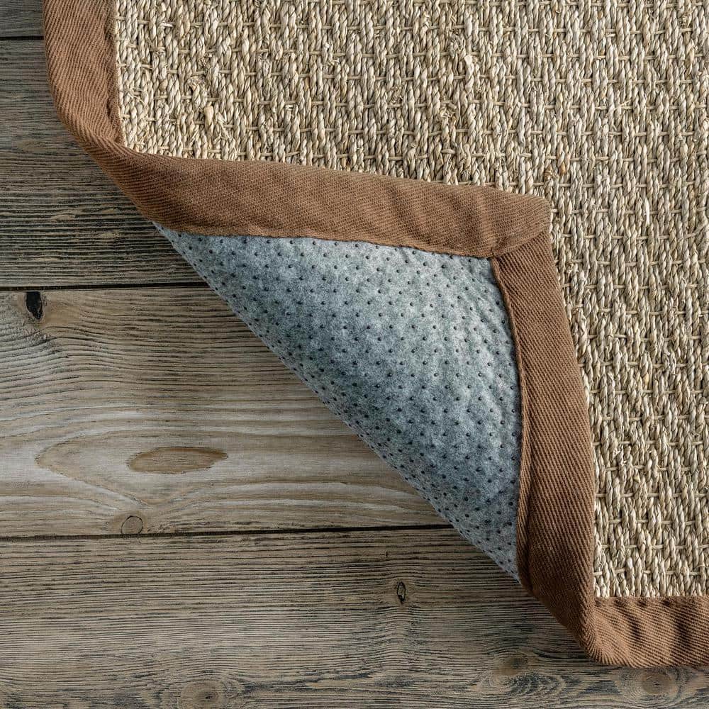 Elijah Brown Seagrass Round Area Rug with Border