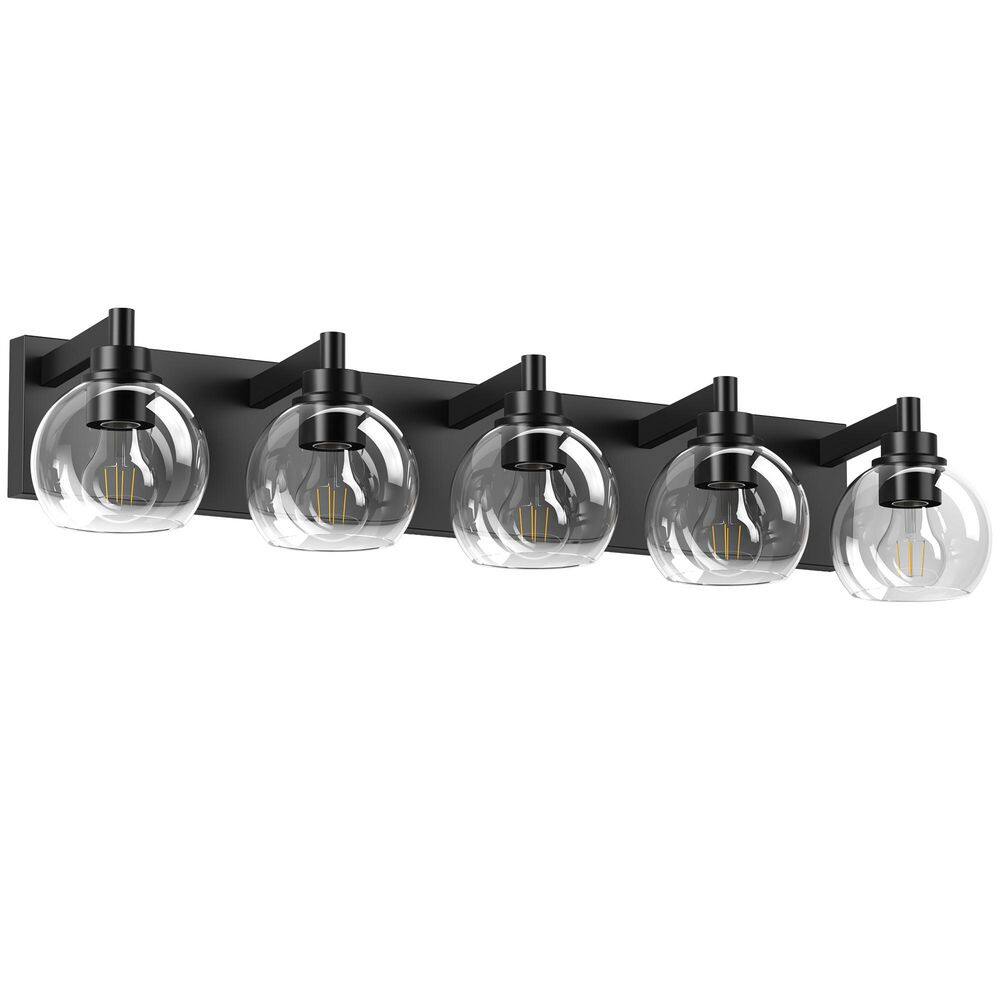30 in. 5 Light Black Vanity Light with Clear Globe Glass Shade,Bulbs Not Included price history on PriceWatchPro