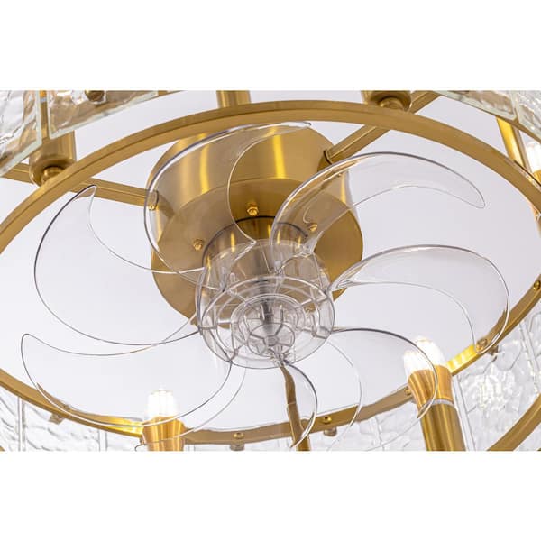 20 in. Indoor Gold Crystal Cage Ceiling Fans with Lights and Remote Control