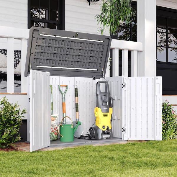 4 ft. 4 in. W x 2 ft. 4.5 in. D x 3 ft. 3 in. H White PE Horizontal Outdoor Storage Cabinet with Floor