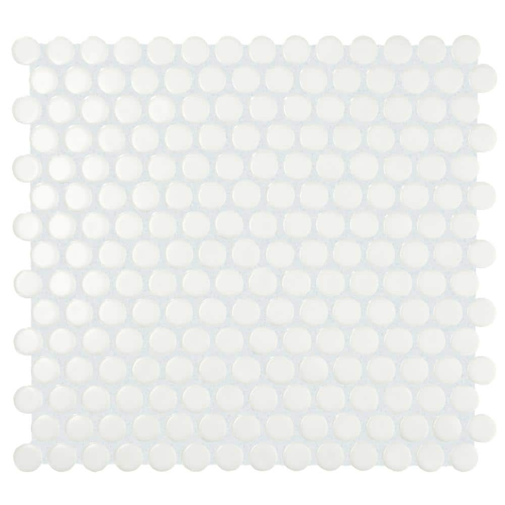 Daltile Restore Satin White 10 in. x 11 in. Glazed Ceramic Penny Round Mosaic Tile (0.83 sq. ft./Piece) RE19PNYRDHD1P - The Home Depot