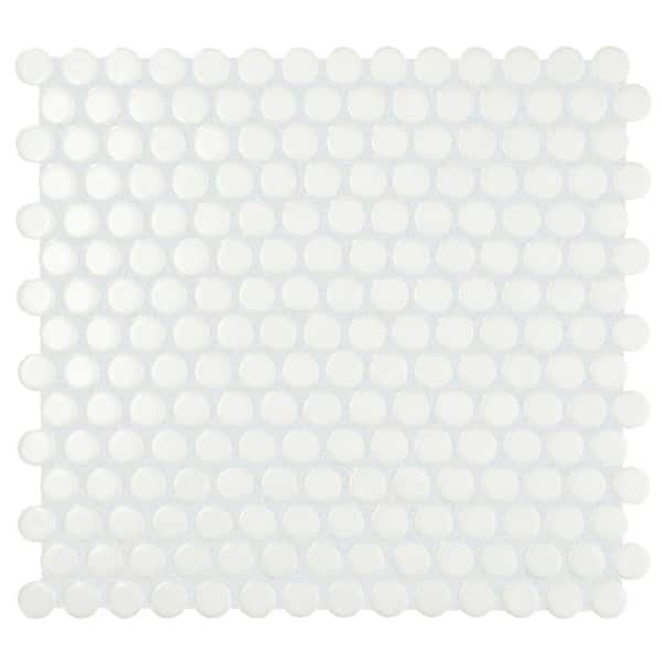 Restore Satin White 11 in. x 13 in. Matte Ceramic Penny Round Mosaic Tile (10.6 sq. ft./Case)